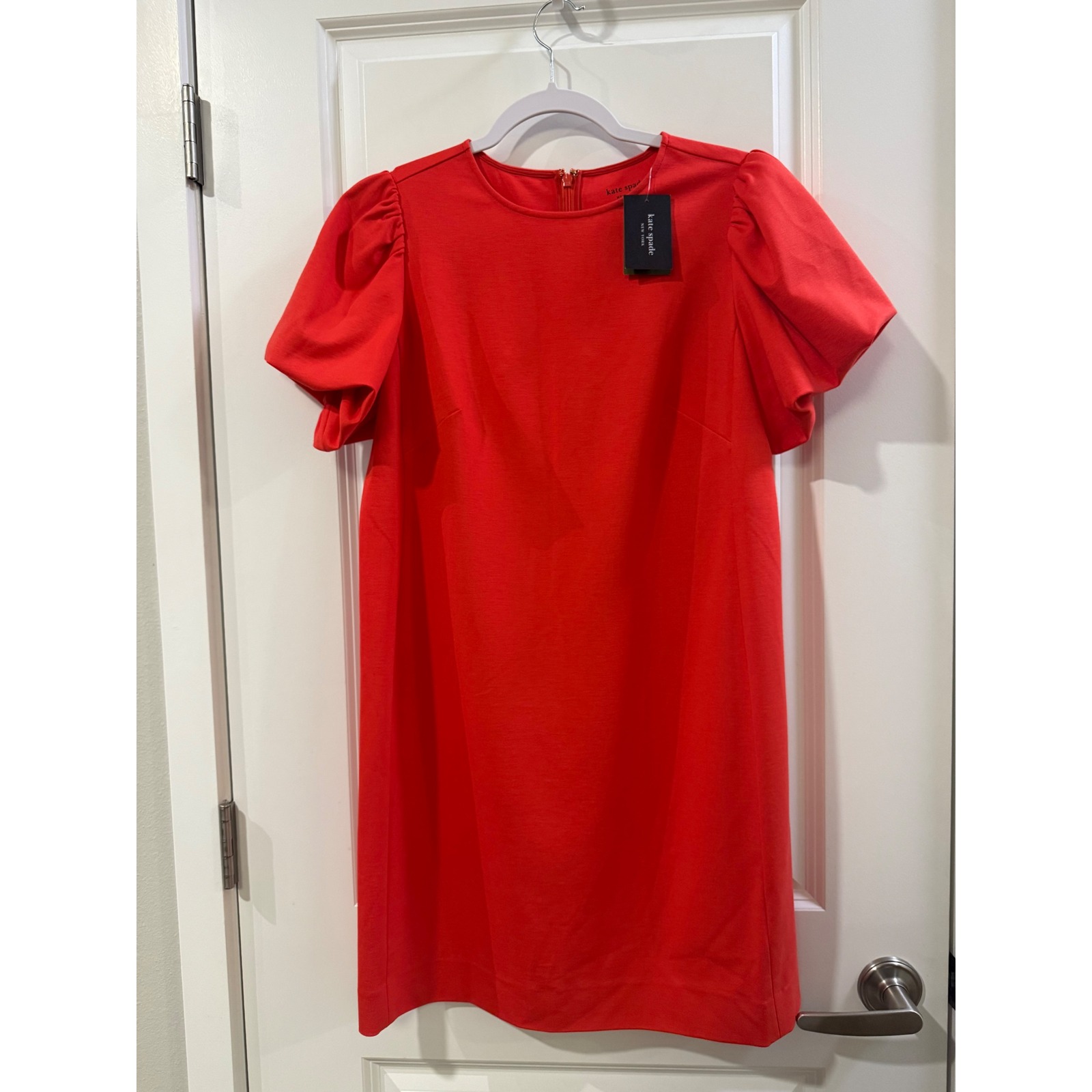 Kate Spade Red Mini Dress With Puff Sleeves